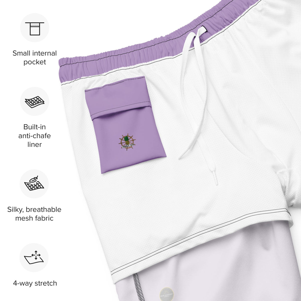 Short de playa ecológico morado para hombre