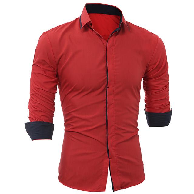 Camisa casual de manga larga y corte ajustado para hombre