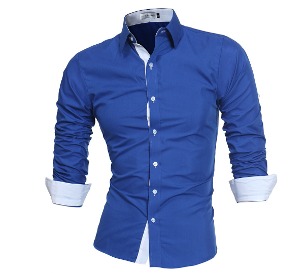 Camisa casual de manga larga y corte ajustado para hombre