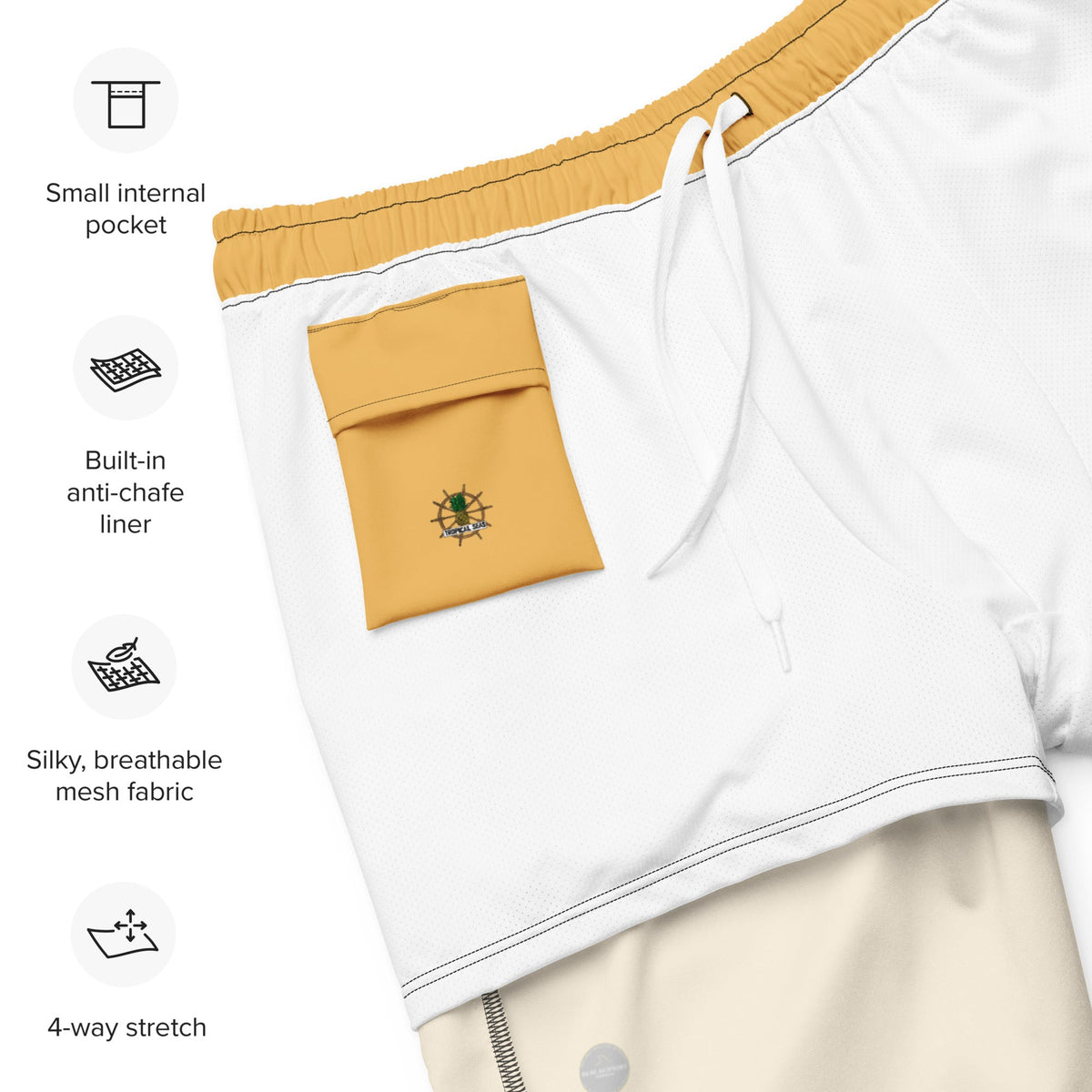 Short de playa ecológico dorado para hombre