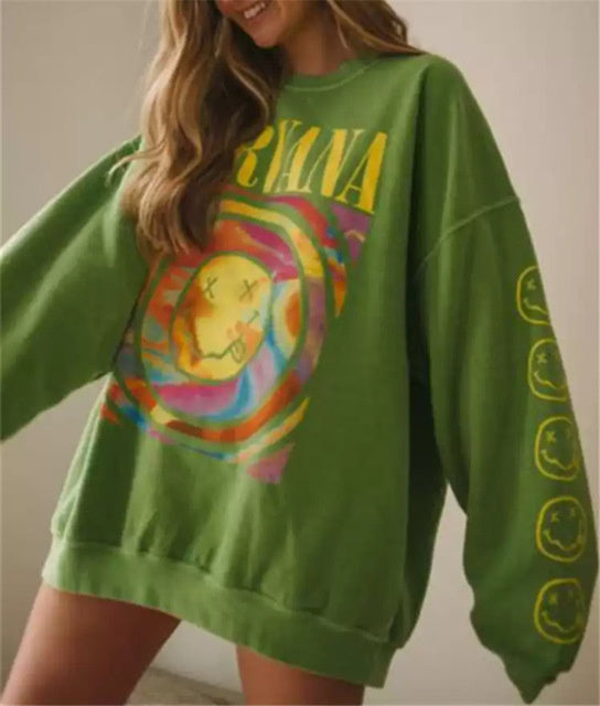 Oversized long-sleeve sweatshirt with print and Y2K style
