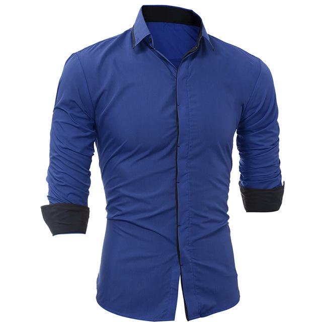 Camisa casual de manga larga y corte ajustado para hombre