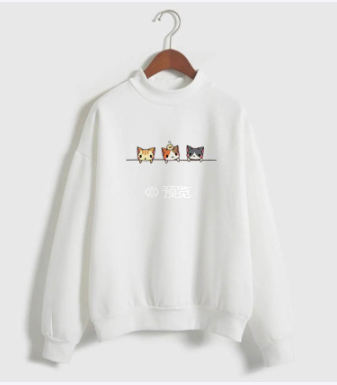 Sudadera de manga larga con estampado de tres gatitos