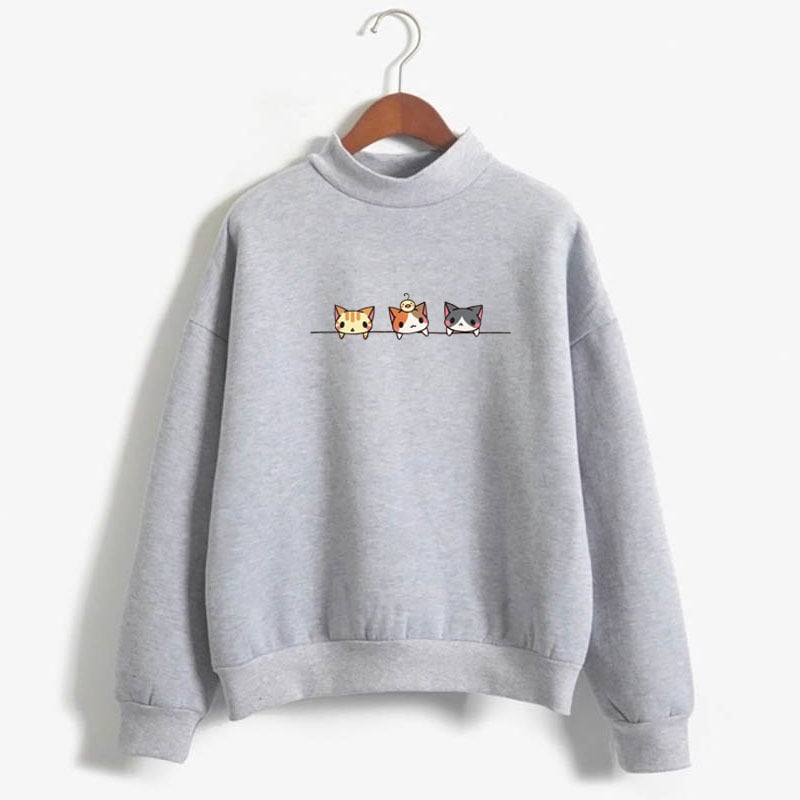 Sudadera de manga larga con estampado de tres gatitos