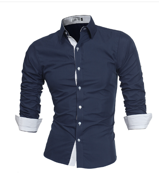 Camisa casual de manga larga y corte ajustado para hombre