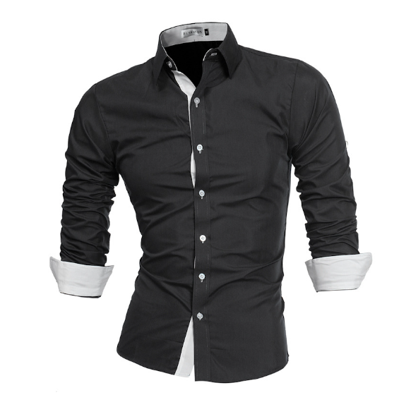 Camisa casual de manga larga y corte ajustado para hombre