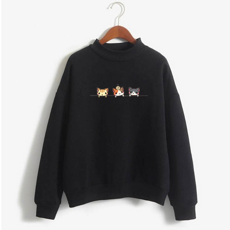 Sudadera de manga larga con estampado de tres gatitos