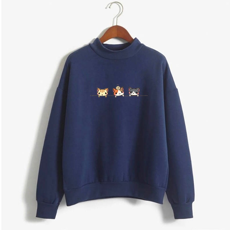 Sudadera de manga larga con estampado de tres gatitos