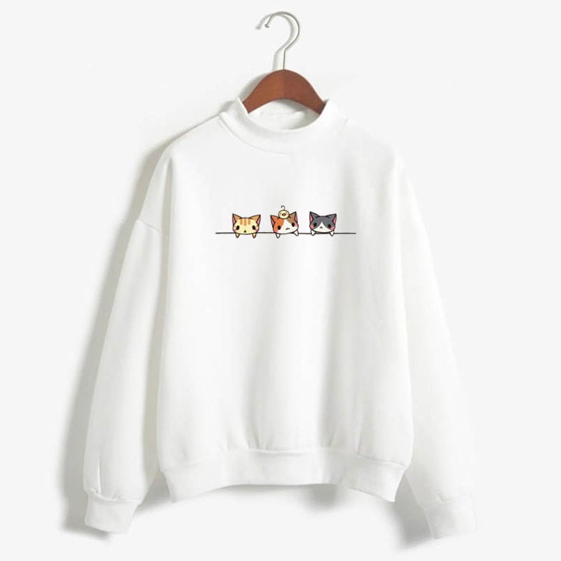 Sudadera de manga larga con estampado de tres gatitos