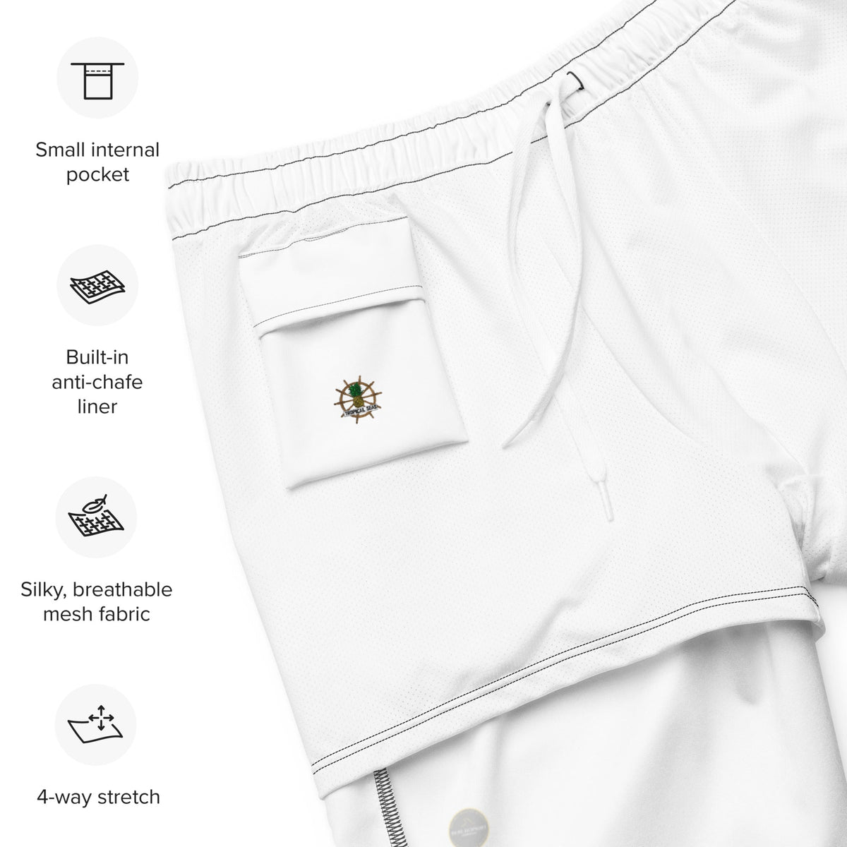 Short de playa ecológico blanco para hombre
