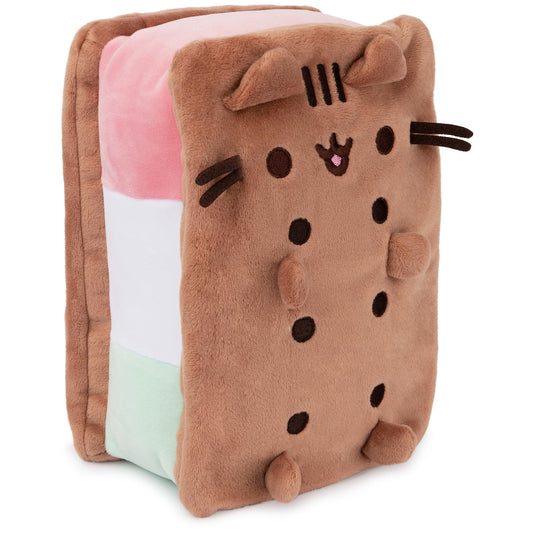 Pusheen Neapolitan Ice Cream Sandwich Plush, Brown, 9.5 inches