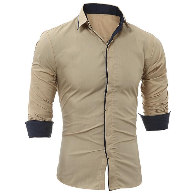 Camisa casual de manga larga y corte ajustado para hombre