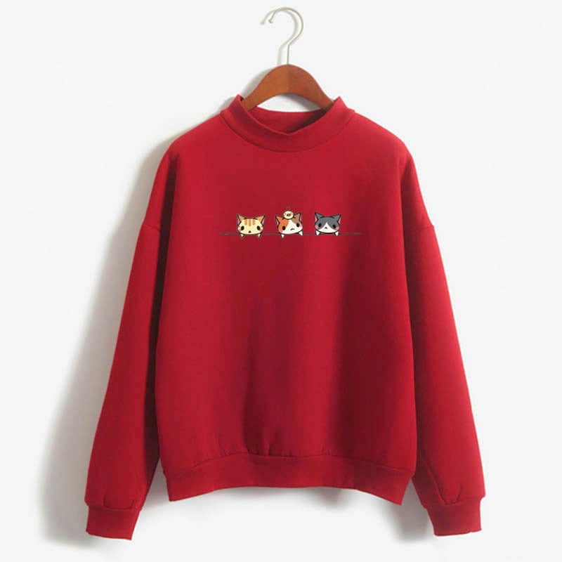 Sudadera de manga larga con estampado de tres gatitos